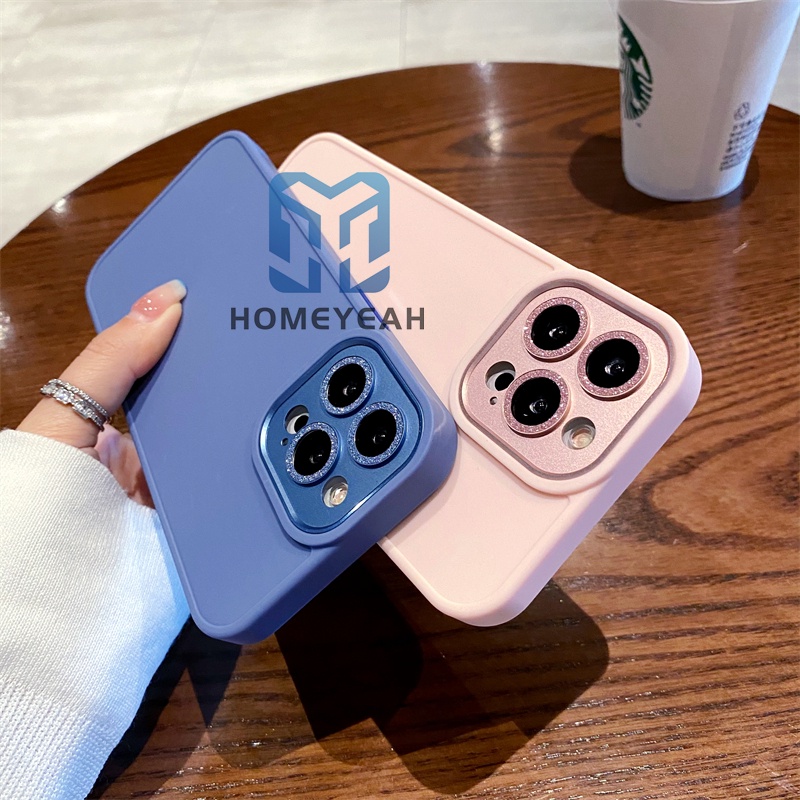 Ốp Điện Thoại Silicon Mềm Chống Sốc Mặt Nhám Phối Kim Tuyến Cho iPhone 11 12 13 Pro Max