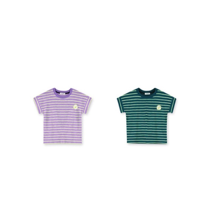 [120, 150] Áo phông hè cotton xước xanh kẻ, tím kẻ cho bé trai xuất dư xịn