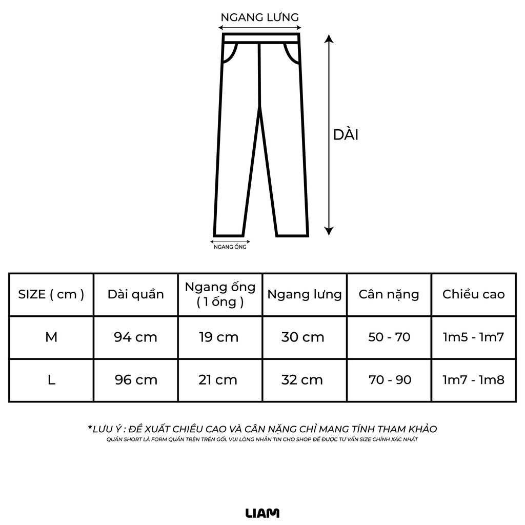 QUÀN DÀI MÀU ĐEN UNISEX &quot; LIAM BASIC &quot; VẢI 100% COTTON FRENCH TERRY DÀY - liamstudio