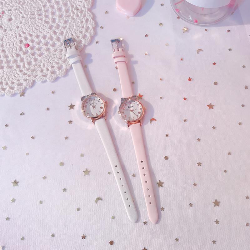 Đồng Hồ Analog Máy Quartz Nữ Mặt Trái Tim Dây Da