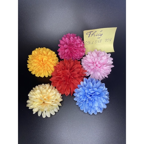 Đầu bông hoa cúc binh boong  V17 - 8cm vải trang trí oản tài lộc, tháp bánh, nước, giỏ quà tết
