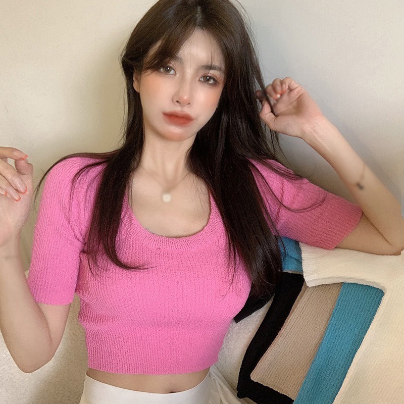 Áo Thun Nữ Ngắn Tay Cổ Tròn In Chữ