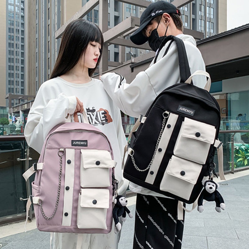 Ba Lô Đeo Vai Cỡ Lớn Màu Sắc Tương Phản Phong Cách Hàn Quốc Thời Trang Cho Nam