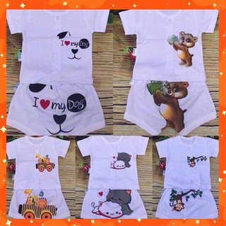 Combo 5 bộ quần áo cotton cộc tay mẫu khỉ leo cây cho bé 3-14kg