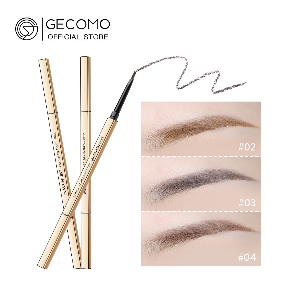Chì Kẻ Lông Mày GECOMO Chống Nước Lâu Phai Thiết Kế Vỏ Màu Vàng Đồng