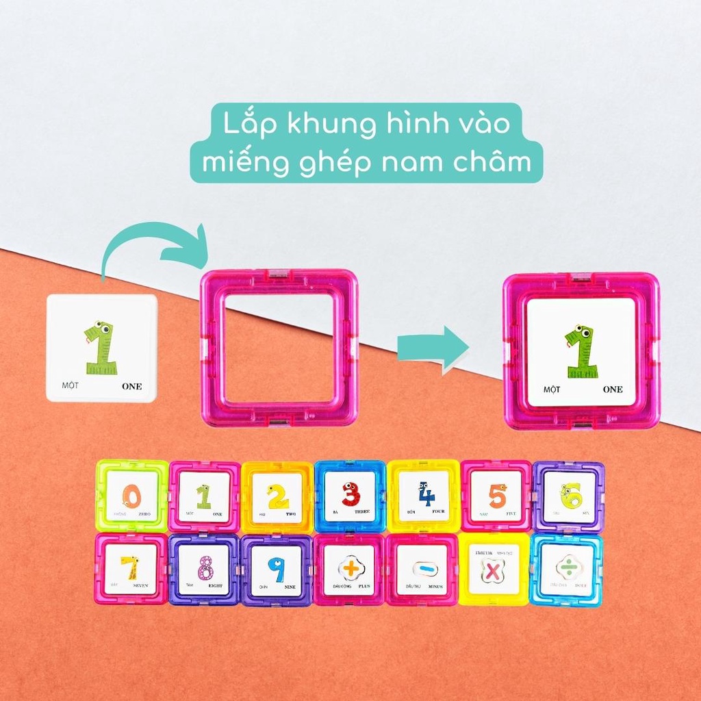 &lt;HÀNG VIỆT NAM CAO CẤP&gt; Đồ chơi lắp ráp nam châm giúp bé học chữ số 63 chi tiết