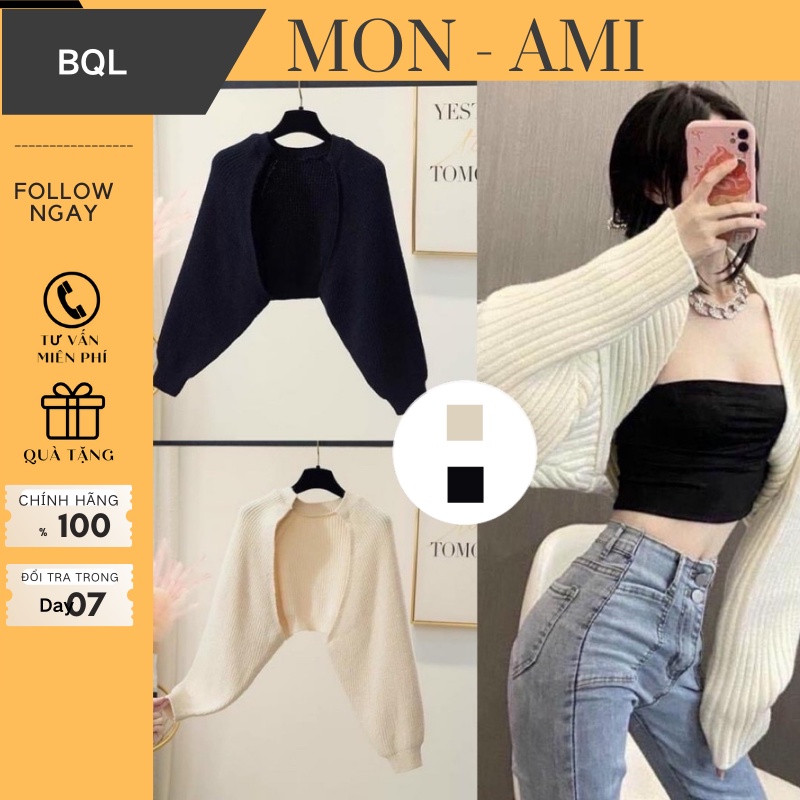 Áo khoác nữ cardigan thun gân len dáng crotop MONAMI PH06 áo khoác cánh dơi thời trang chống nắng