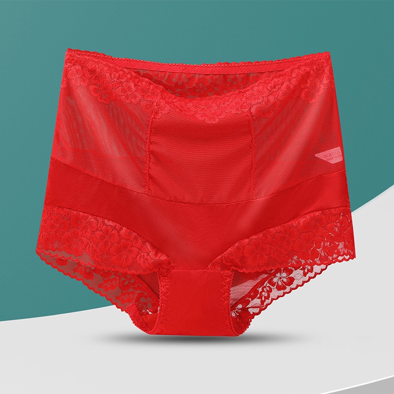 Quần lót lụa lưng cao ren co giãn thoáng khí cho quý cô sang trọng