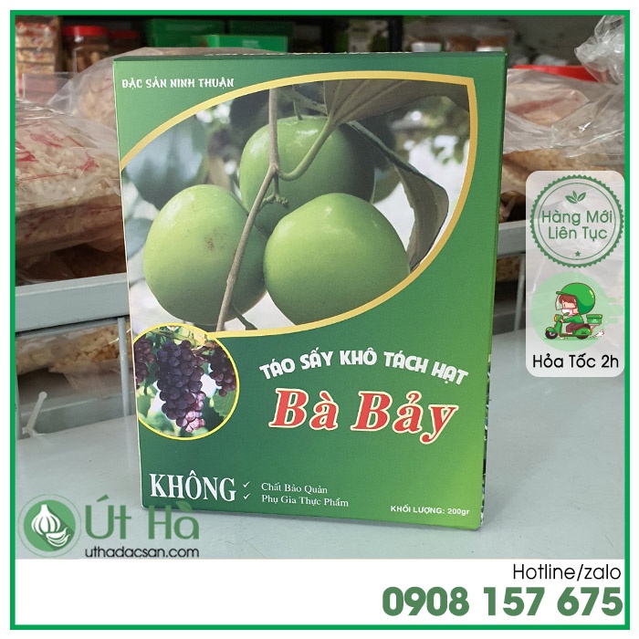 Táo Sấy Ninh Thuận Hộp 200gr Mứt Táo Bà Bảy Không Chất Bảo Quản An Toàn Cho Sức Khỏe - Út Hà Đặc Sản