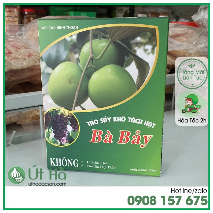 Táo Sấy Ninh Thuận Hộp 200gr Mứt Táo Bà Bảy Không Chất Bảo Quản An Toàn Cho Sức Khỏe - Út Hà Đặc Sản