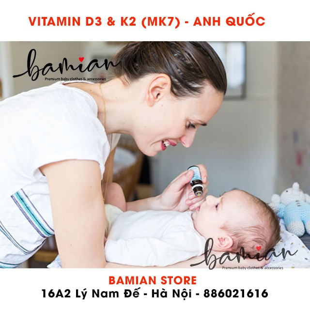 Vitamin D3 + K2 (MK7) Nutrivitality Anh Quốc lọ 30ml