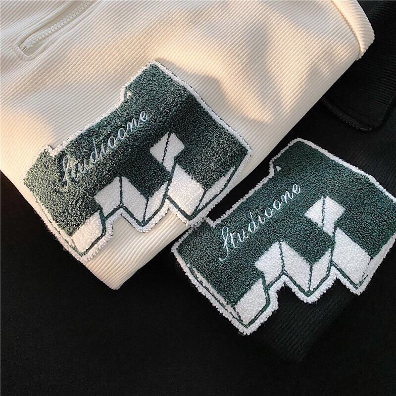 Áo Polo Sweater Form To Thêu Chữ F Nam Nữ Tay Bồng Cổ Bẻ Unisex Bassic