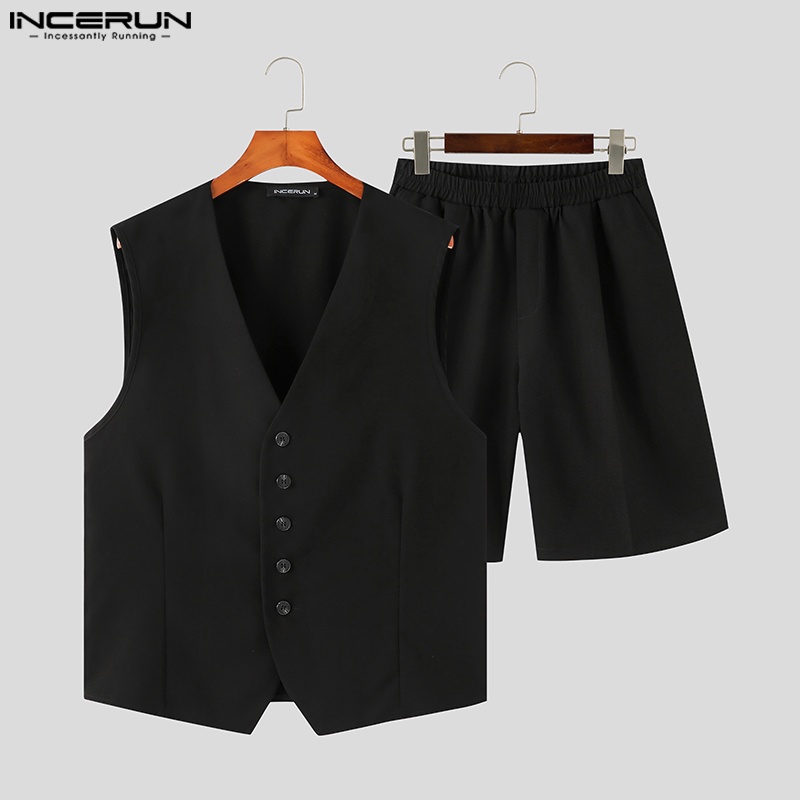Áo ghile + quần short INCERUN thời trang lịch lãm cho nam