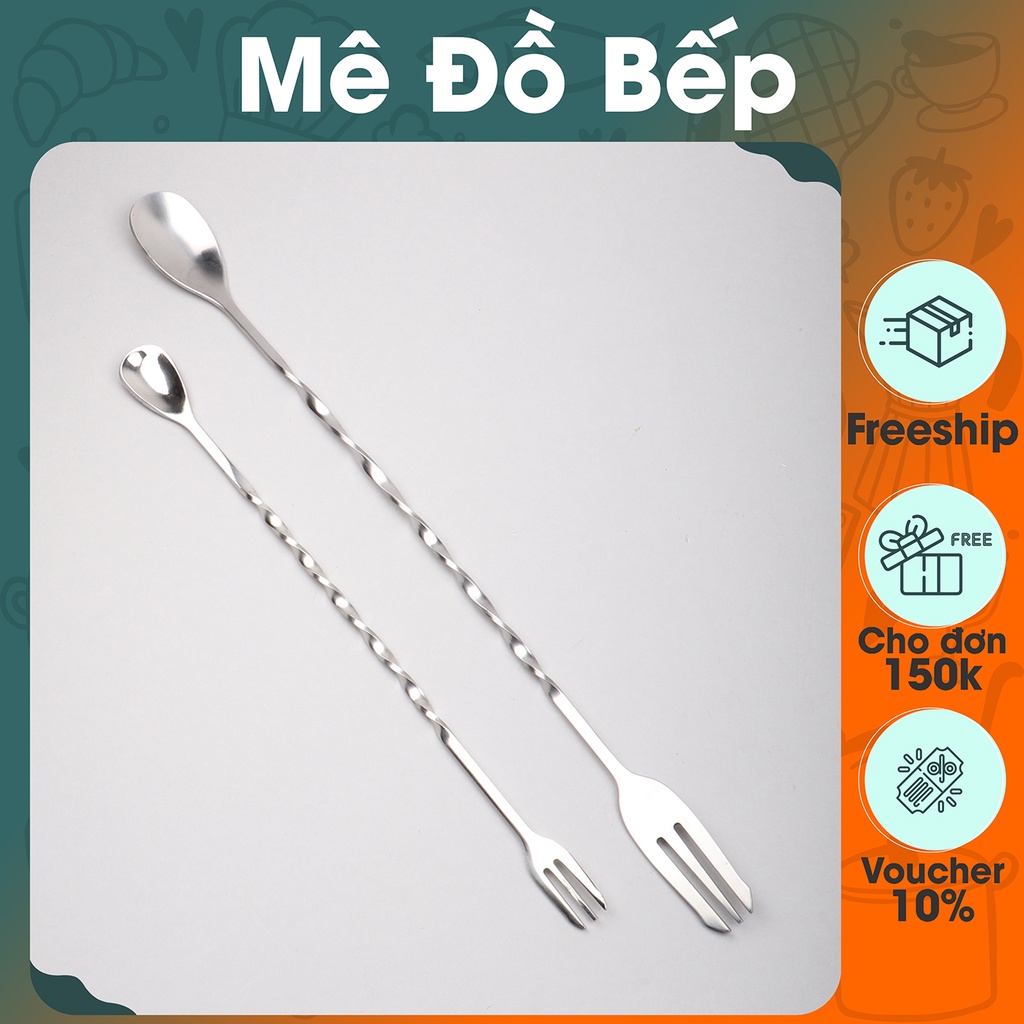 Muỗng khuấy inox pha chế quầy bar 2 đầu cao cấp