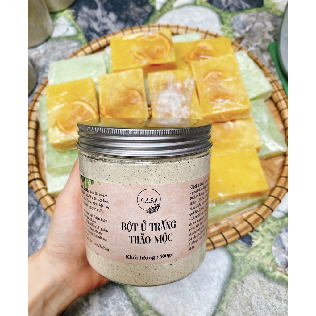 [ ORGANIC ] Bột Ủ Trắng Thảo Mộc HandMade ( Tặng Tinh Dầu Hoa Hồng )