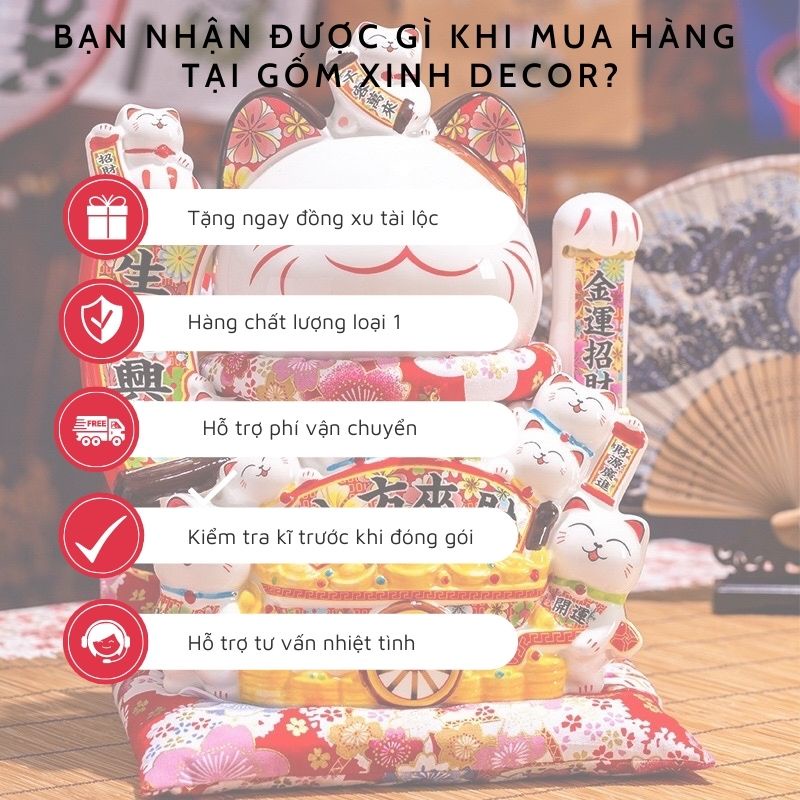 Mèo thần tài vẫy tay🎁TẶNG ĐỒNG XU🎁Mèo tài lộc may mắn Nhật Bản Maneki Nekko Nhật Bản giá rẻ (16-20cm)