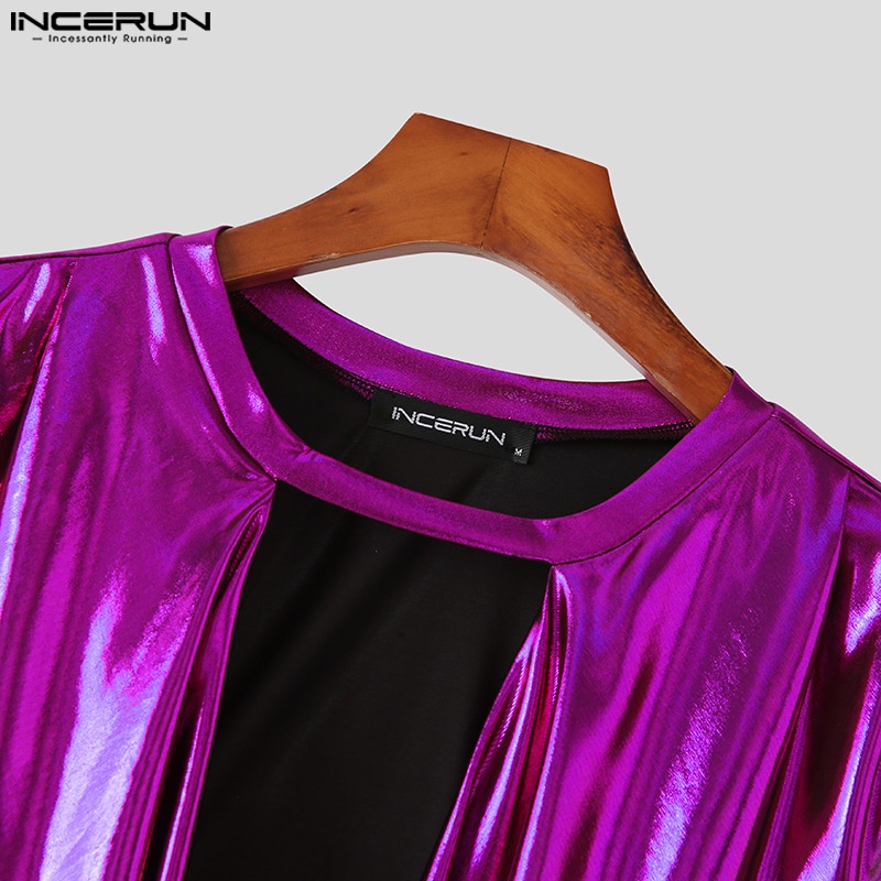 INCERUN Áo Ba Lỗ Màu Trơn Dáng Ôm Hở Lỗ Thời Trang Dự Tiệc Cho Nam