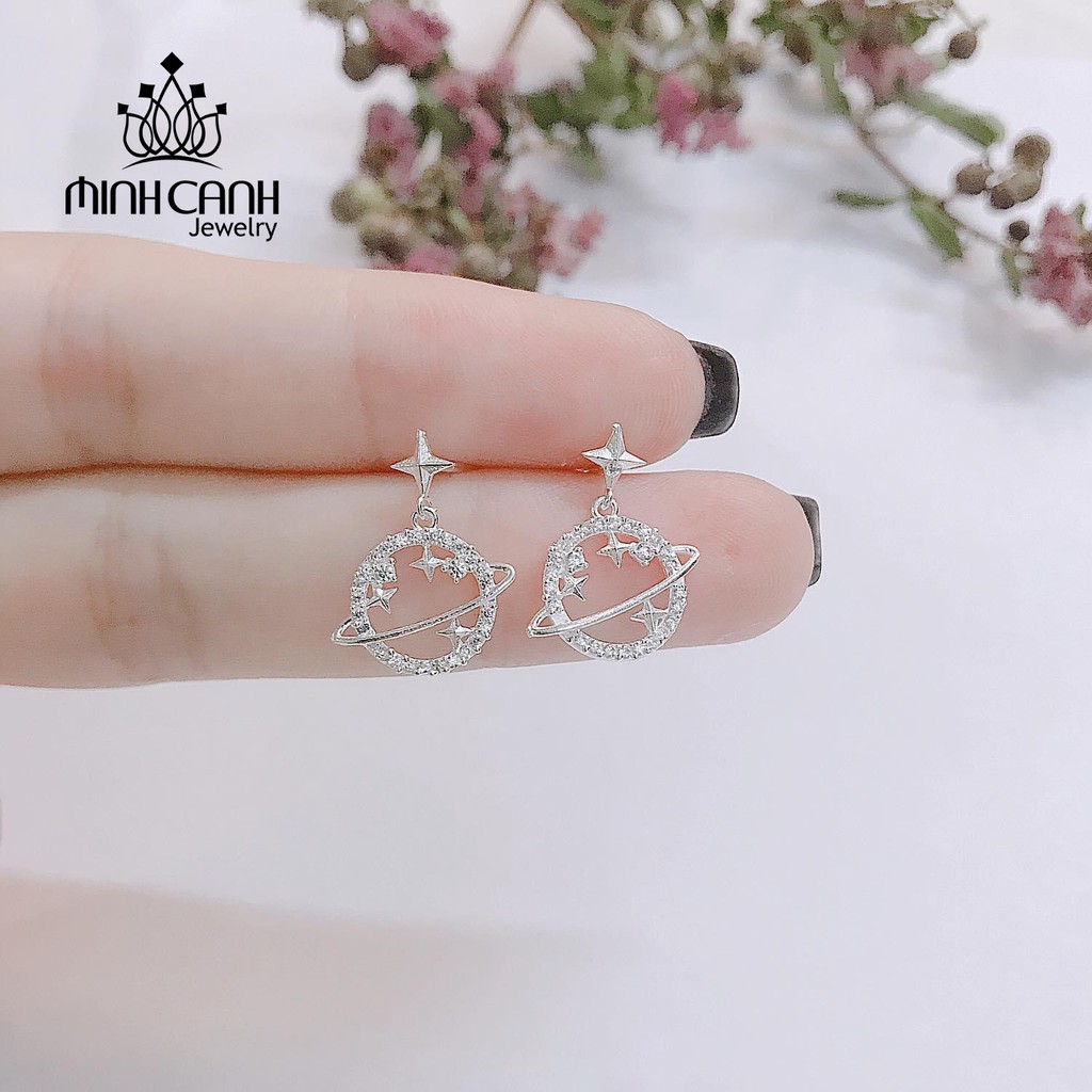 Bông Tai Bạc Hành Tinh Đính Đá - Minh Canh Jewelry