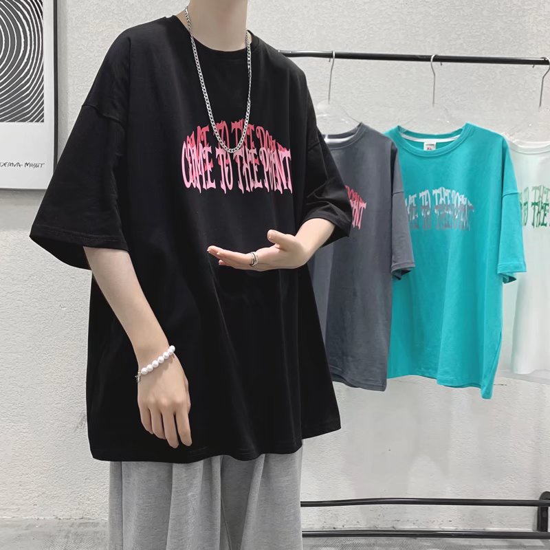 Áo Thun Tay Ngắn Dáng Rộng In Chữ Thời Trang Mùa Hè Cho Nam Size M-8XL