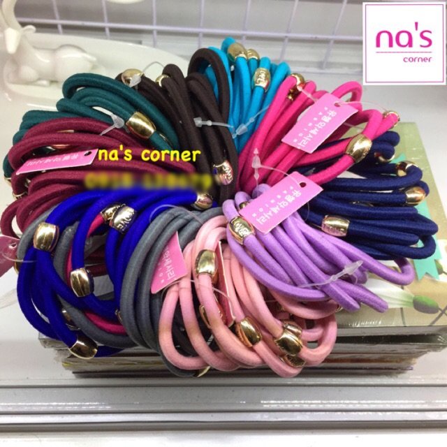 10 sợi Thun cột tóc trơn mềm mịn dày