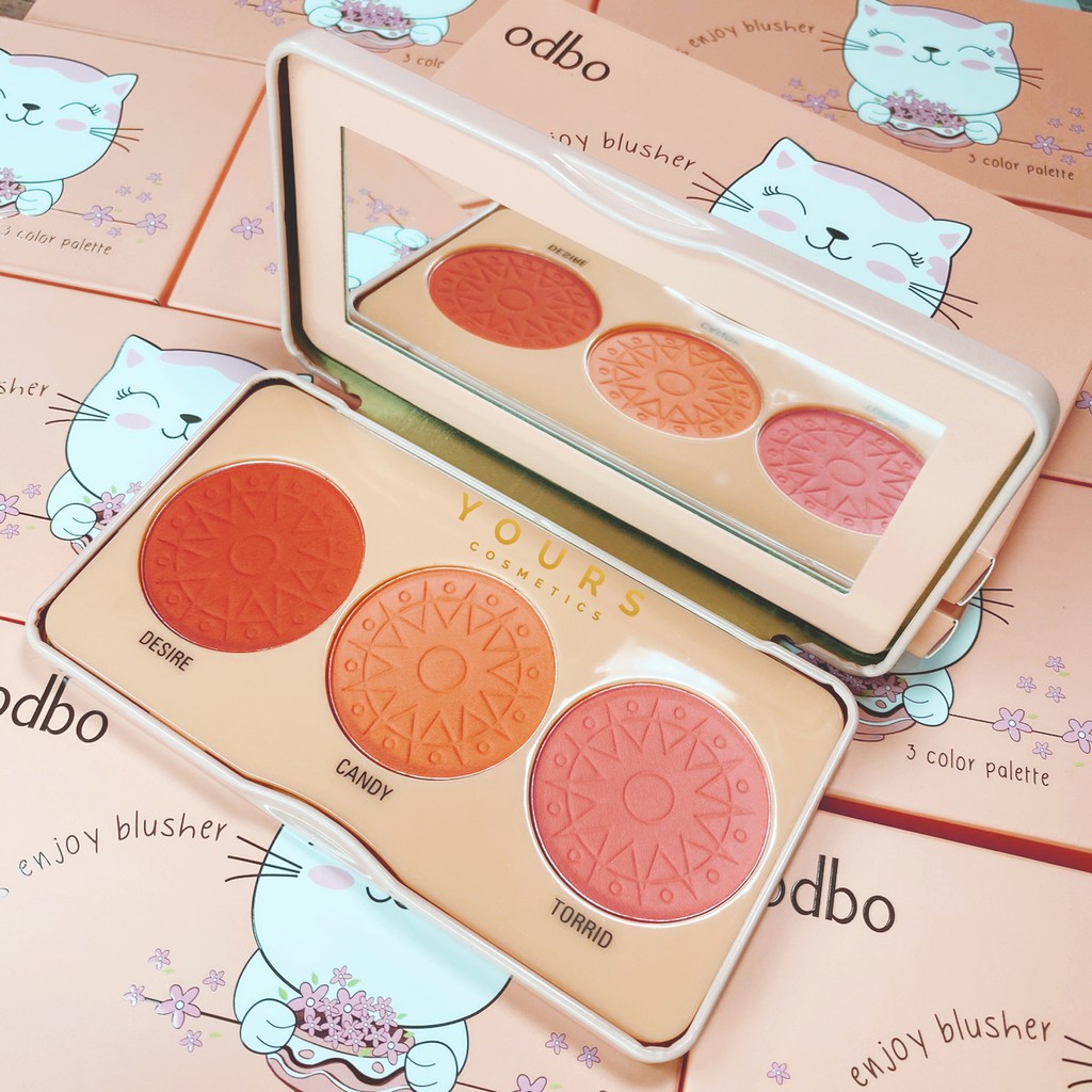 [Auth Thái] Phấn Má Hồng Odbo Tông Cam Đào Không Nhũ 3 Ô Enjoy Blusher OD1-103 No.02 | BigBuy360 - bigbuy360.vn