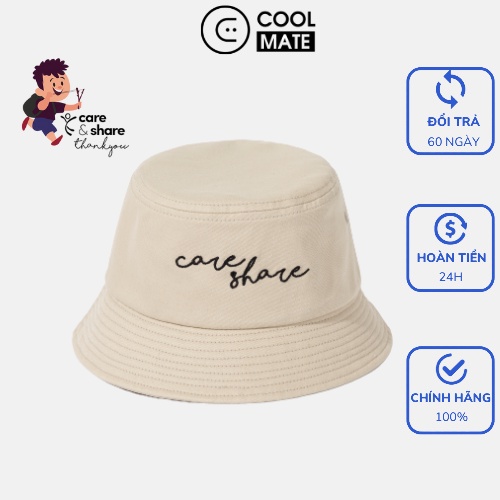 Mũ Bucket Hat thêu Care &amp; Share Handwriting màu be thương hiệu Coolmate