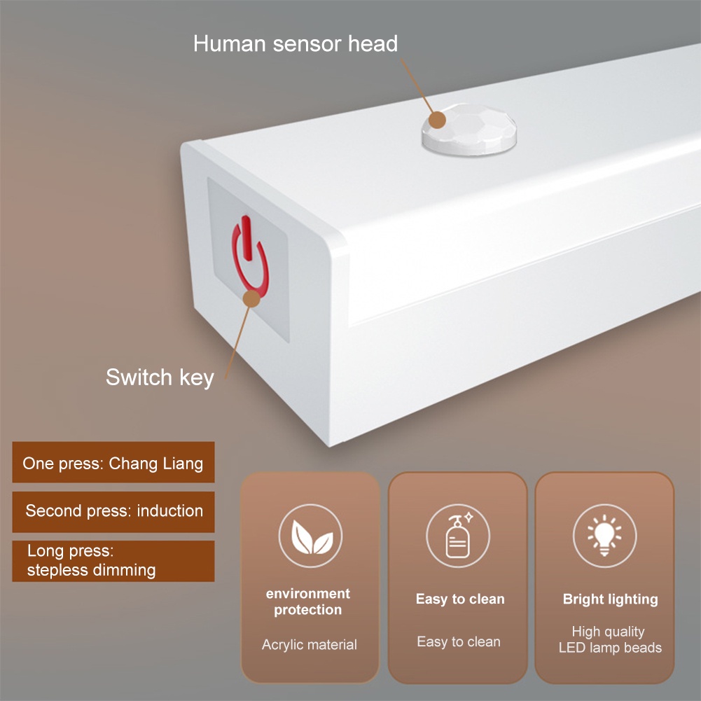 Đèn Led Dải Từ Tính Không Dây Cảm Ứng Cơ Thể Người Thông Minh Đèn Ngủ Tủ Quần Áo Nhà Bếp Có Thể Sạc Lại Tủ Rượu Phòng Ngủ