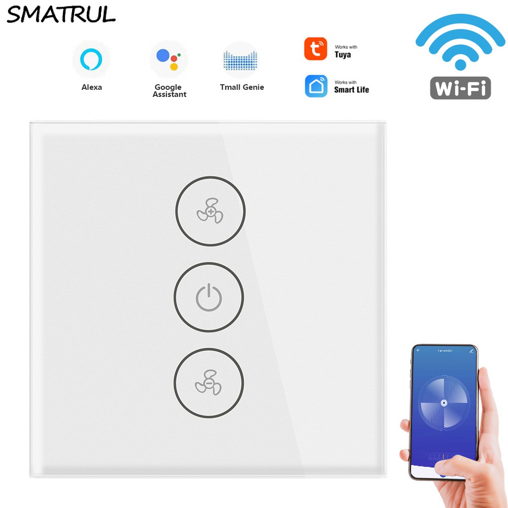 Công Tắc Đèn/Quạt WiFi Thông Minh SMATRUL Âm Trần/Trong Tường Với Alexa Google Home