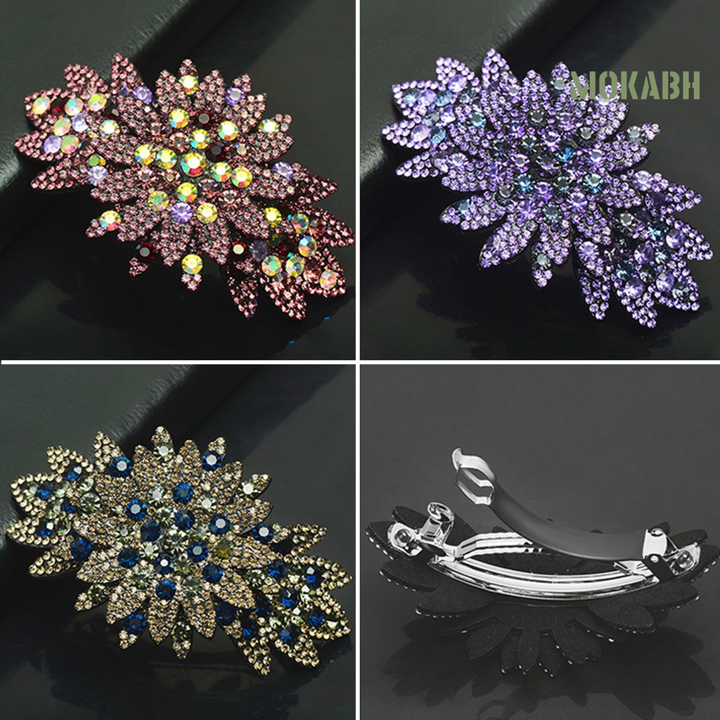 Kẹp Tóc Hình Hoa Đính Đá Lấp Lánh Sang Trọng Chống Trượt