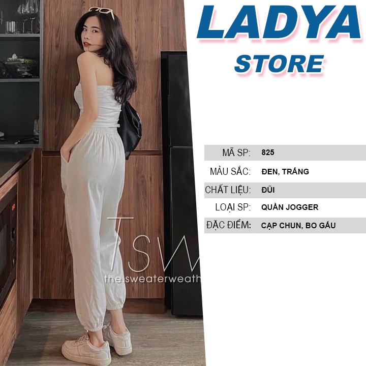 Quần jogger nữ thể thao bo gấu vải đũi xước thun trơn form rộng unisex Ladya Store M825