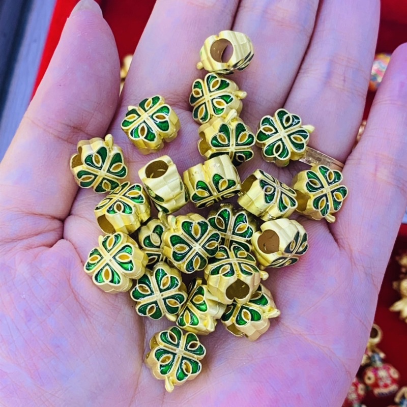 Charm Cỏ Bốn 4 Lá Xanh May Mắn làm vòng DIY