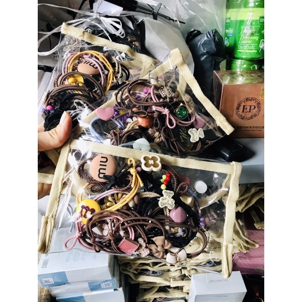 Set 20 dây cột tóc nhiều mẫu , kèm túi đựng