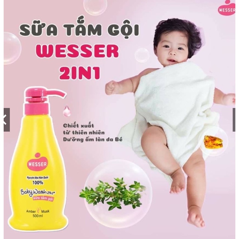 Sữa Tắm Gội Wesser 2 In 1 500ml (Cam/Xanh Lá/Hồng)