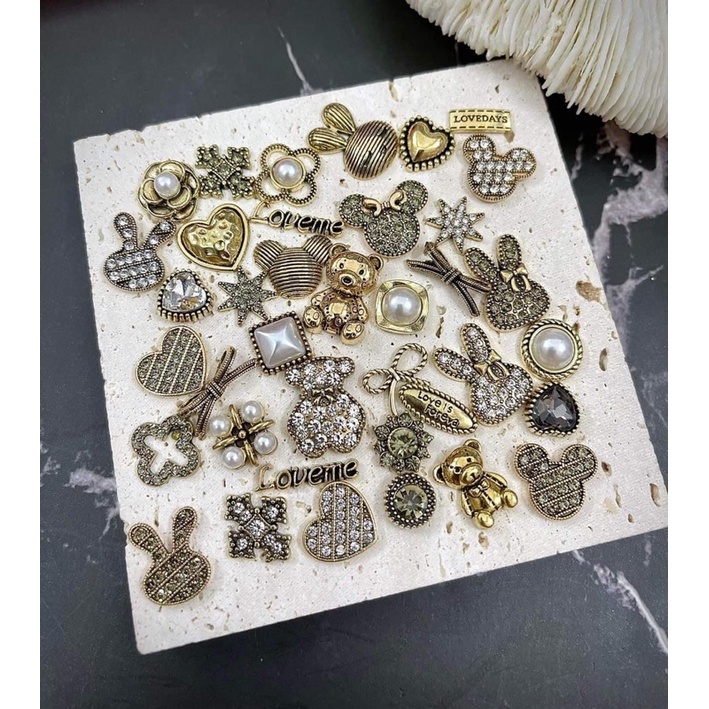Charm nai , set charm vàng đồng trang trí móng sang chảnh