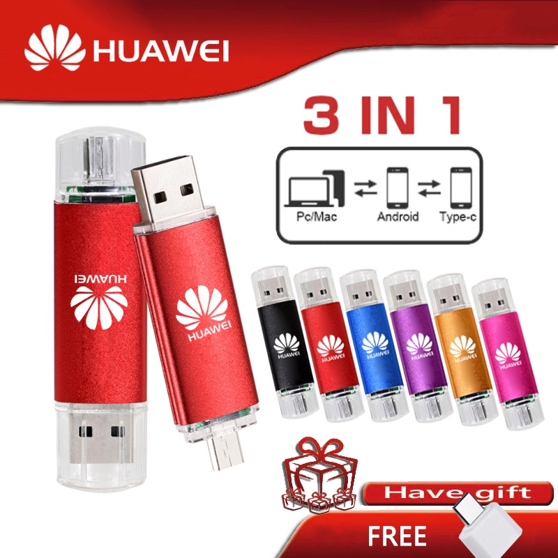 HUAWEI Thẻ Nhớ USB otg 256GB 512GB 1TB 2TB otg 3 Trong 1 128GB 8GB16GB 128GB 64GB 32GB Cho Điện Thoại