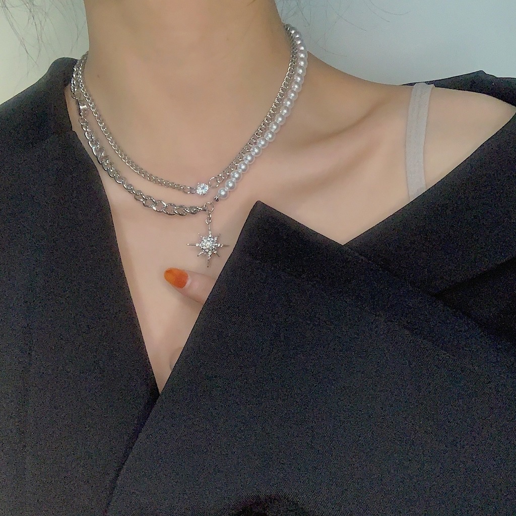 Vòng cổ Chuỗi Hạt Ngọc Trai Lấp Lánh Phong Cách Âu Mỹ