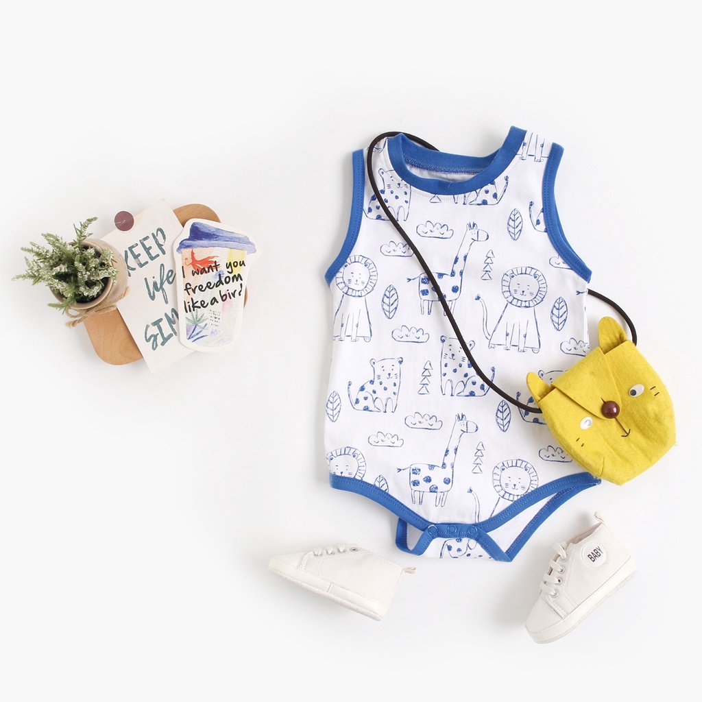 Áo Liền Quần Sanlutoz Không Tay Họa Tiết Hoạt Hình Cho Bé Gái Sơ Sinh