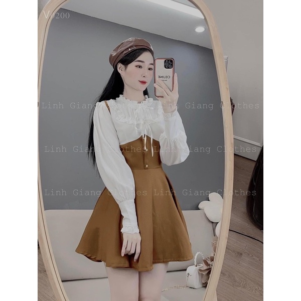 [ 𝐅𝐑𝐄𝐄 𝐒𝐇𝐈𝐏 ]  VÁY SƠ MI PHỐI TUYẾT MƯA BÈO CỔ