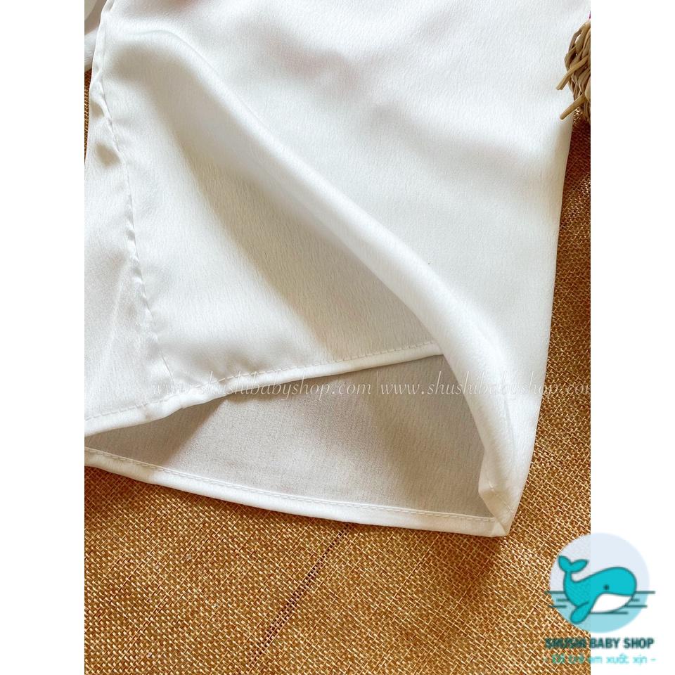 Áo Dài Lụa Truyền Thống Hàng Thiết Kế Cao Cấp Chubby Beans Thêu Tay Tinh Xảo