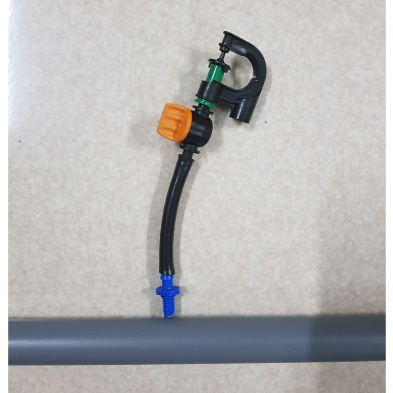 Giá sỉ Bịch 100 Khởi thủy ống LDPE 5/7mm - 1 đầu ren, 1 đầu gài (xanh)