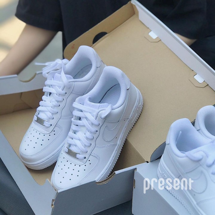 Giày sneaker Nike Air Force 1 chính hãng cho nam nữ, AF1 trắng thấp cổ full box Present Original Sneakers