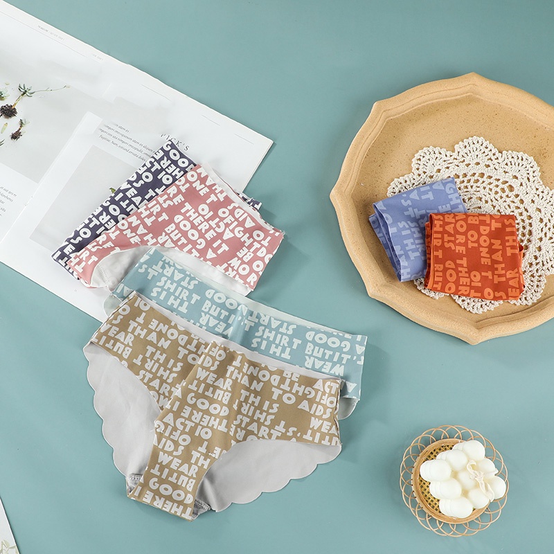 Quần Lót Đúc Su Giấu Viền Họa Tiết Chữ Mỏng Nhẹ Viền Lượn Sóng P480