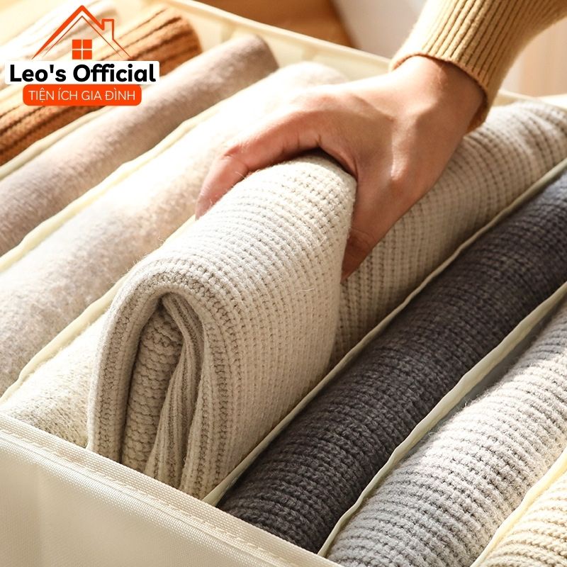 Hộp vải chia ngăn đựng áo len quần jean khay chia ngăn sắp xếp đồ giúp làm gọn tủ quần áo chất liệu vải không dệt