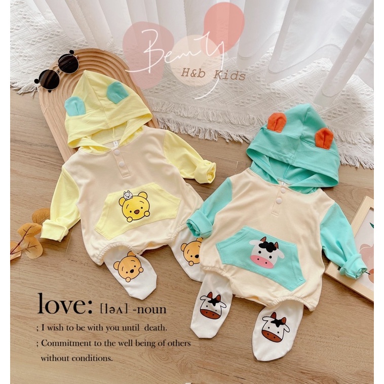 Sét body mũ liền kèm quần cho bé