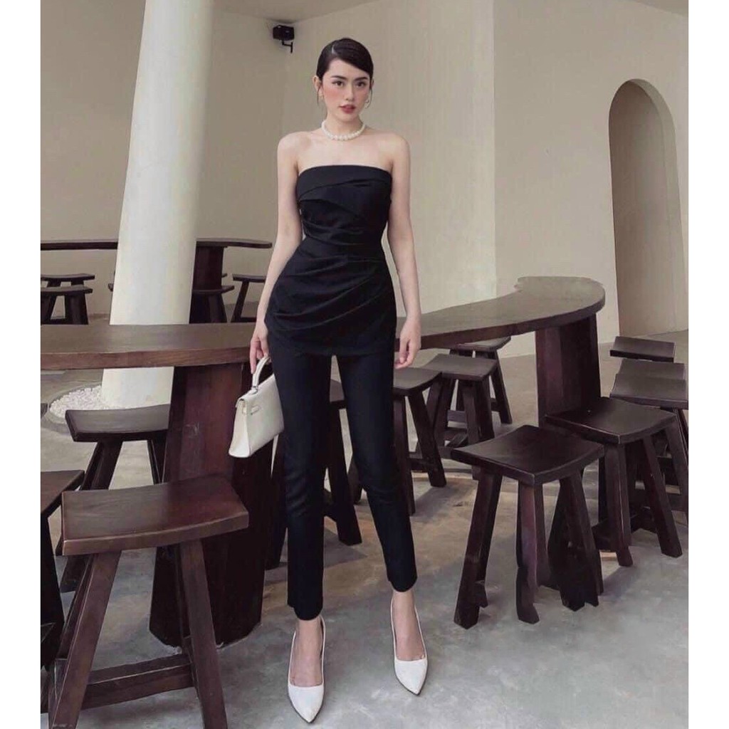 [Mẫu Mới] Sét Bộ Cúp Ngực Xếp Ly Kèm Quần Dài Thời Trang Nữ Sam Closet Free Size 40-55kg