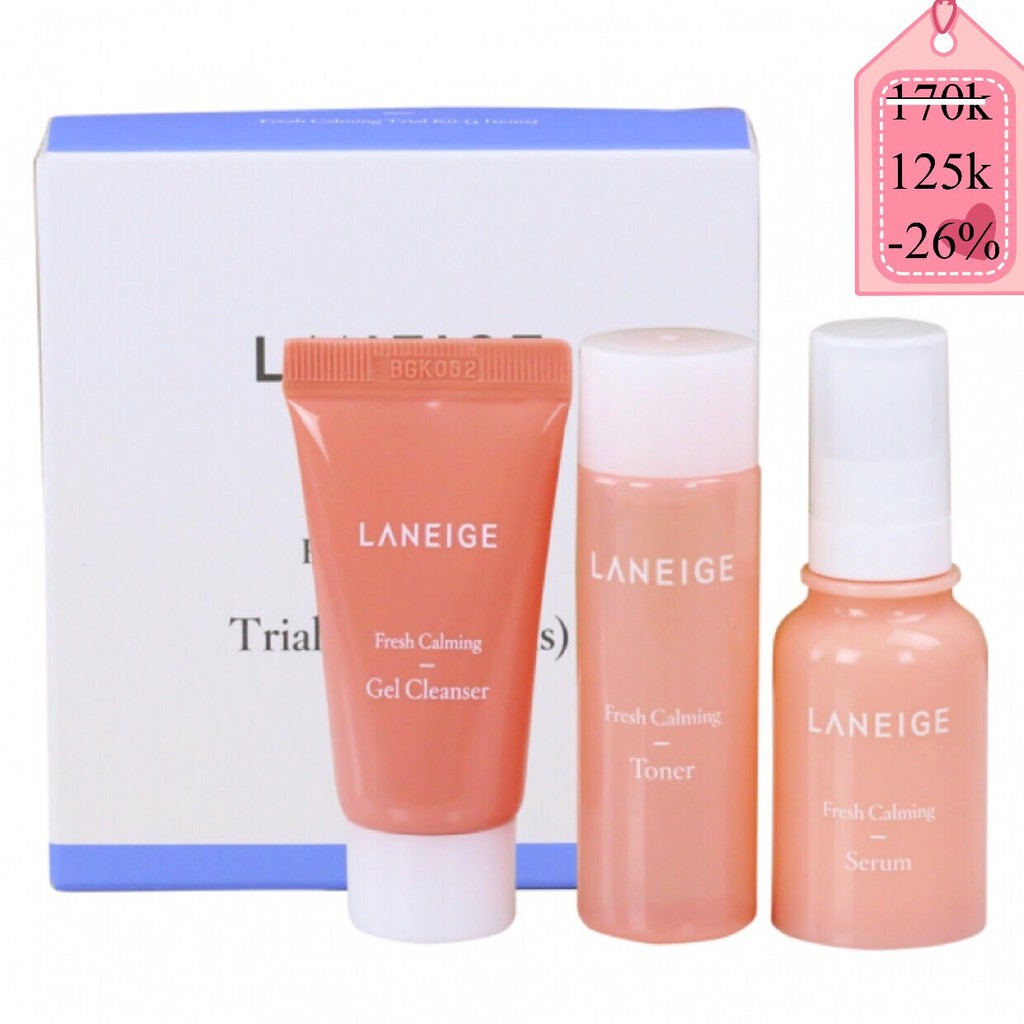 Kit cân bằng, làm dịu mát da Laneige Fresh Calming Trial Kit [3 Items]