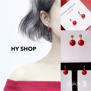bông tai viên hạt đỏ xinh xắn
