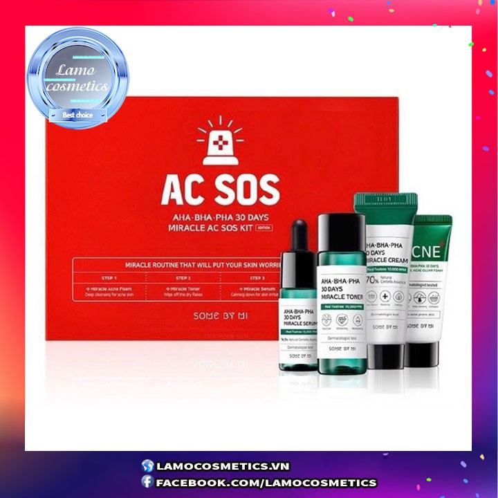 [Chính Hãng] Bộ Kit 4 Sản Phẩm Cho Da Mụn Some By Mi AHA-BHA-PHA Miracle AC SOS