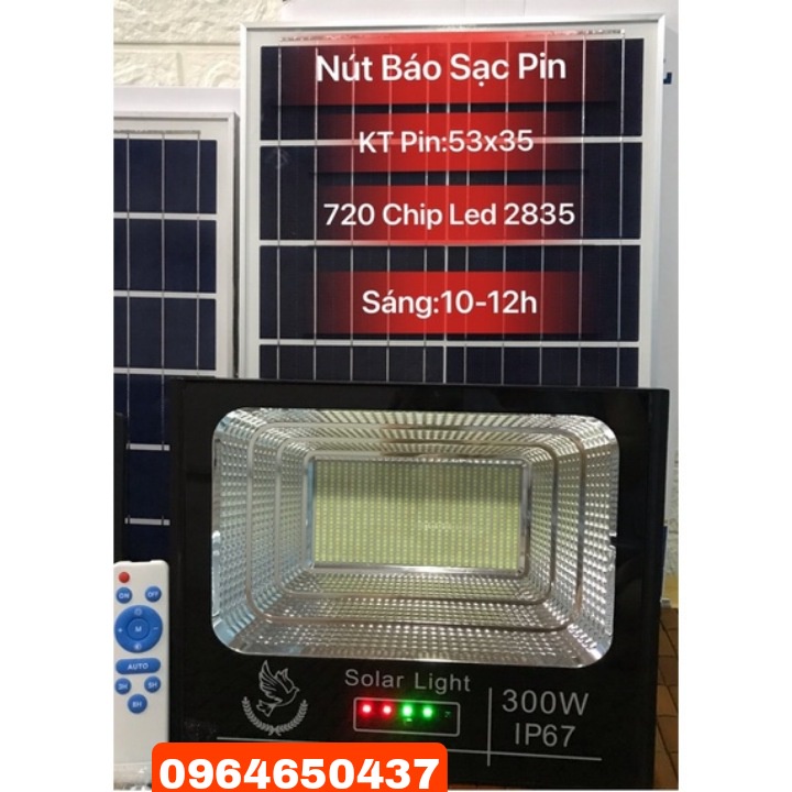 Đèn Pha Năng Lượng Mặt Trời 100W,200W. 300W Sáng, Vỏ Nhôm Đúc. Bảo hành 12 tháng. Sáng liên tục 8h-12h