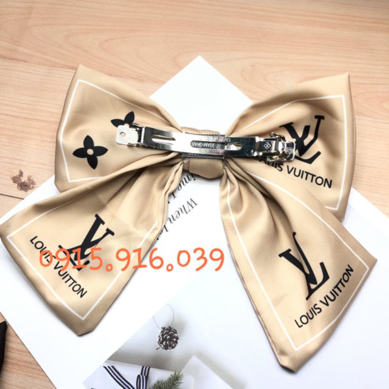 Kẹp Tóc Nơ Lớn phong cách Hàn, Kẹp tóc đính nơ in chữ cái thời trang